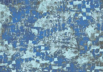 ブルーと空色のタイル模様背景　レンガ・石畳風のおしゃれなデザイン