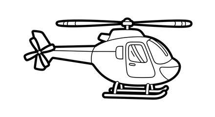 A simple line drawing of a helicopter, showcasing its rotor, tail rotor, and landing gear.