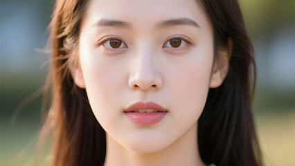 Close-Up Natural Beauty Portrait of Young Woman