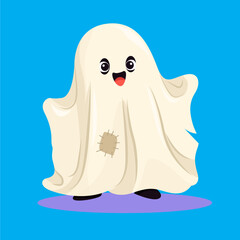 Cute ghost Halloween costume icon cartoon sketch