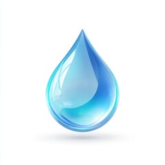 A Single Drop of Clean Blue Water Isolated on White Background Perfect for Purity and Hydration Concepts