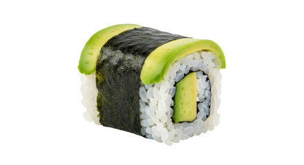 Isolated avocado maki roll, healthy Japanese cuisine, sushi restaurant menu offering item