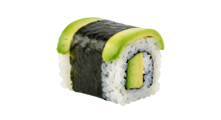 Isolated avocado maki roll, healthy Japanese cuisine, sushi restaurant menu offering item