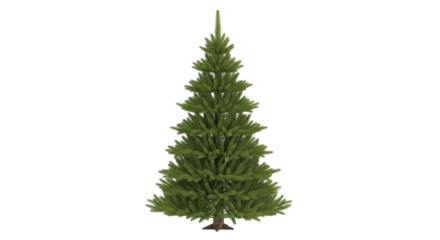 Isolated evergreen artificial Christmas tree against blank backdrop for holiday design