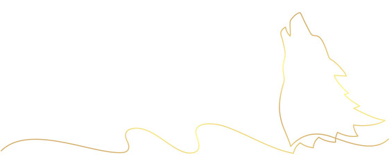 A wolf roaring at night in line art style for halloween day