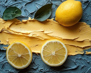Fresh lemons on a textured surface