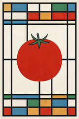 Bauhaus-inspired poster featuring a tomato