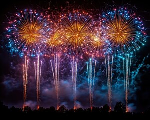 Fireworks display in the night sky