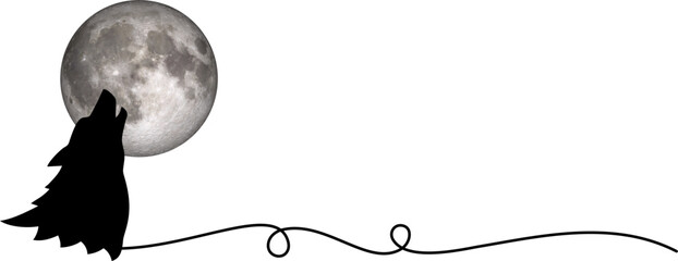 Silhouette of a wolf with a touch of lines for halloween