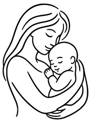 A mother with a small baby in her arms