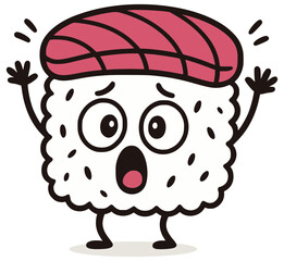 A frightened sushi roll calls for help