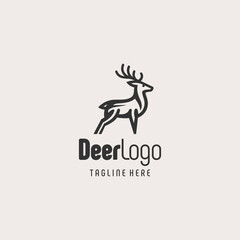 Elegant Black White Deer Logo