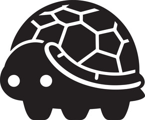 Fototapeta premium Cute simple black silhouette turtle icon with white shell pattern ready to crawl