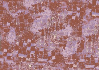 アースカラーのタイル模様背景　ベージュとブラウンのレンガ・石畳風デザイン