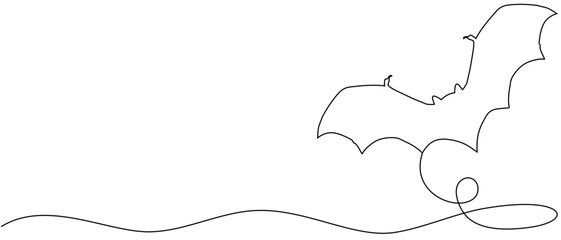 Bat flying line art vector illustration