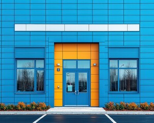Modern building facade with vibrant colors