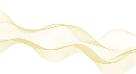 Elegant Pale Gold Pale Gold transparent smoke wave on a white background. Abstract flowing curves create a modern, ethereal design perfect for digital art, posters, wallpapers, and creative projects.