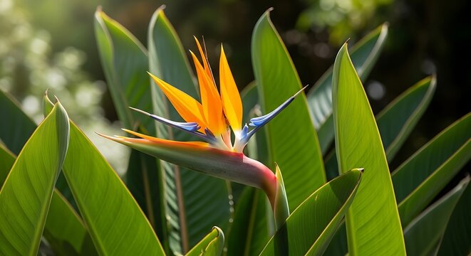 Vibrant Bird of Paradise Flower in Bloom.