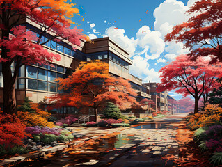 Spacious middle school corridor designed for easy navigation and student interaction during breaks