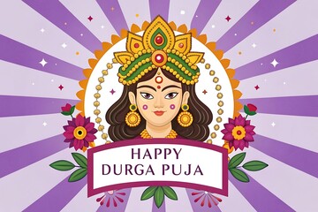 Illustration of goddess durga for happy durga puja celebration
