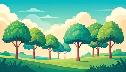 Cartoon landscape of a sunny day