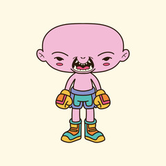 vector art illustration of cute cartoon characters