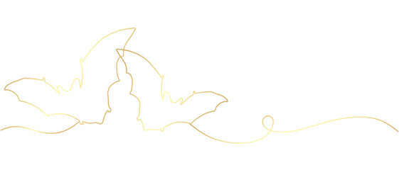 Two bats in gold line art style