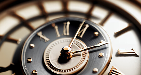 Fototapeta premium Close-Up of Luxury Clock with Roman Numerals