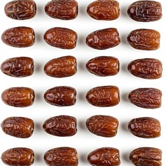 dry dates isolated on white background. Top view. Flat lay pattern. Set or collection
