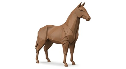 Fototapeta premium Low-Poly Brown Horse 3D Model Render.