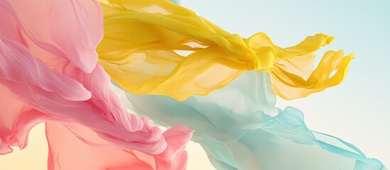 Abstract Flow of Pastel Fabrics in Motion