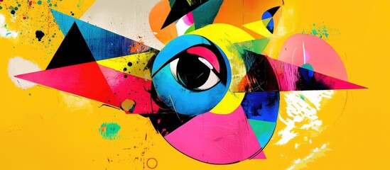 Abstract Eye Composition: Vibrant Geometric Shapes and Bold Colors.