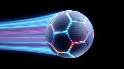 Obraz premium Colorful Neon Soccer Ball with Light Trails 