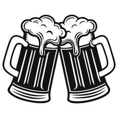 Beer mugs toasting silhouette vector design-01.eps