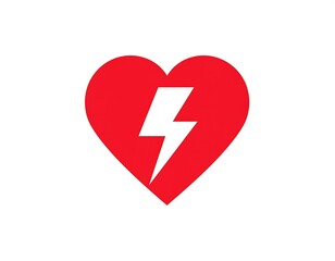 Red heart with white lightning bolt