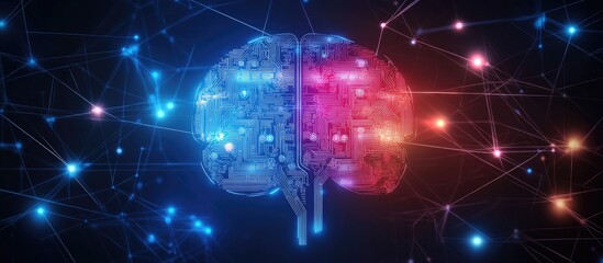 Digital Brain: Circuitry and Neural Network, Futuristic AI Concept.