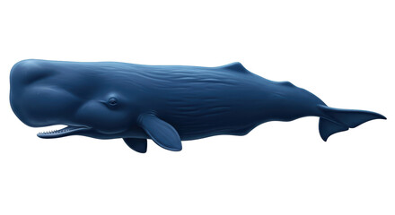 Isolated Sperm Whale, a Gigantic Marine Mammal with Toothed Jaws and Robust Flukes