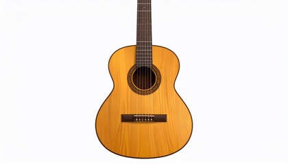 Obraz premium Acoustic guitar isolated on white background, musical instrument close-up studio shot