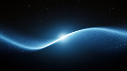 Obraz premium Radiant blue wave of light energy flows through starry cosmic background, creating futuristic and serene atmosphere with glowing particles and sense of motion