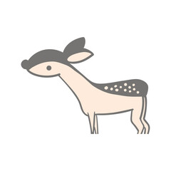 Minimalist vector illustration of a gentle baby deer. Charming fawn with soft colors and iconic spots, perfect for nature-themed projects, children's content, and serene designs