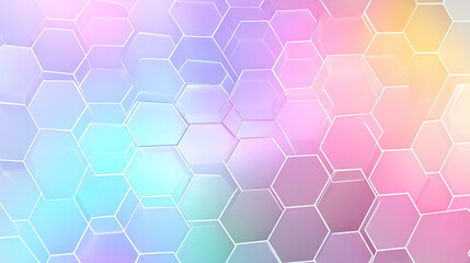 Fototapeta premium Abstract background featuring a pattern of pastel colored hexagons with white glowing edges