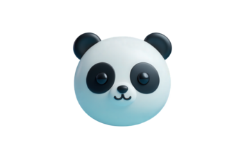 Cartoon Panda Face in Cute Style with Soft Blue Color and Simple Design for Childrens App
