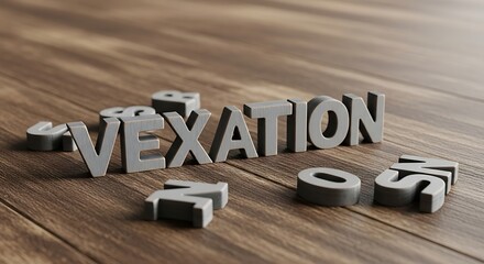 Wooden Letters Spelling Vexation on Table.