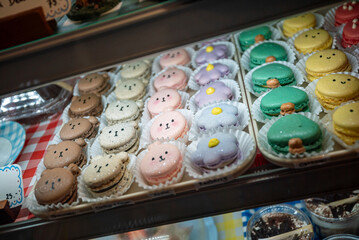 Cute Bear and Flower Macarons Display