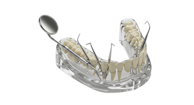 Clear dental oral appliance for sleep apnea treatment isolated on white background