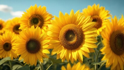 Fototapeta premium Bright sunflowers in a field