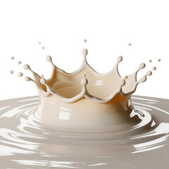 Creamy white milk splashing forming a crown shape isolated on transparent background