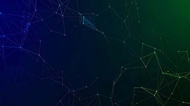 Abstract science tech background with plexus lines and data light animation
