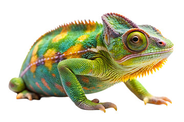 Fototapeta premium Chameleon with Vibrant Colors on a Transparent Background