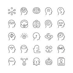 Psychology and Mental Health Line Icons Set Vector Illustration